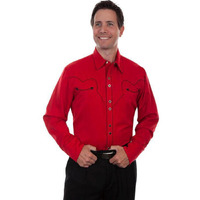 Scully Western Shirt Mens L/S Snap Cane Piping 3X Crimson F0_P-726