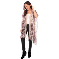 Scully Western Cardigan Women Lace Crochet Duster M Cafe F0_HC669
