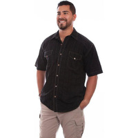 Scully Western Shirt Mens Short Sleeve Beachwood S Black F0_5205