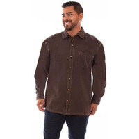 Scully Western Shirt Mens L/S Outdoor Button XXL Chocolate F0_4801