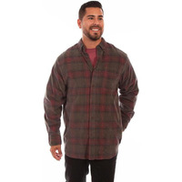 Scully Western Shirt Mens L/S Corduroy Plaid 2XT Vintage Green F0_5263