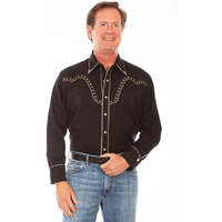 Scully Western Shirt Mens L/S Embroidered Diamond 3X Black F0_P-898