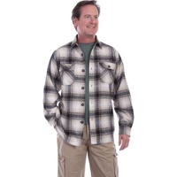 Scully Western Shirt Mens L/S Corduroy Plaid XL Black White F0_5279