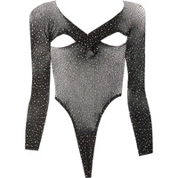 Leg Avenue Rhinestone Fishnet Cross Over Shrug Top Bodysuit, One Size