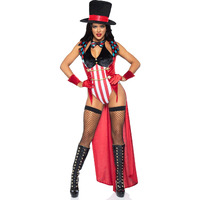 Leg Avenue 86993-10125 4 Pc Ring Mistress, Includes Halter Bodysuit With Velvet Bodice And Bow Tie, Velvet Jacket With Long Tails, Cuffs, And Top Hat, Xs, Multicolor
