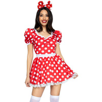 Leg Avenue Women's Standard 2 Pc Polka Dot Dress Costume, RED/White, Small