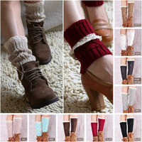 Vintage Style CableKnit At Your Feet Leg Warmer Socks With Lace, Mint