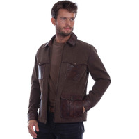 Scully Men's Canvas Leather Trim Zip-Front Jacket Brown US