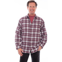 Scully Mens Burgundy 100% Cotton Flannel Plaid L/S Shirt XL