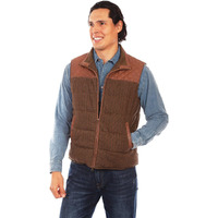 Scully Men's Vintage Trimmed Leather Zip-Front Vest Brown XX-Large