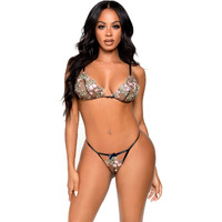 Leg Avenue womens 2 Pc Embroidered Floral Sheer Bra and G-string Panty. Lingerie Set, Black, Large US