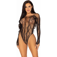 Leg Avenue 89298-00122 Python Net Long Sleeved Bodysuit, O/S, Black
