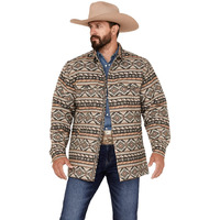 Scully Men's Southwestern Stripe Print Jacquard Shacket - 5308-TAN Medium US