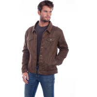 Scully Western Jacket Mens Faux Jean Button Lined XL Brown F0_5300