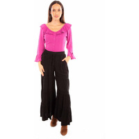 Scully Western Pants Womens Rayon Palazzo Wide Leg L Black F0_HC867