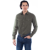 Scully Western Shirt Mens L/S Snap Solid Tencel XXL Army F0_PS-284