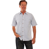 Scully Western Shirt Mens S/S Horseshoe Embroidered L Ice Gray F0_5303