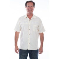 Scully Western Shirt Men S/S Skull Embroidery L Ivory Distress F0_5301