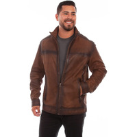 Scully Western Jacket Mens Burnished Leather Zip XL Brown F0_1076