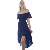 Scully Western Dress Womens Off Shoulder Hi-Lo XL Royal F0_PSL-266