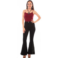 Scully Western Jeans Womens Bandana Inset Bell Bottom 8 Black F0_HC782