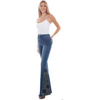 Scully Western Jeans Women Bandana Inset Bell Bottom 14 Denim F0_HC782