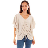 Scully Western Shirt Womens S/S Cinch Front Cascade M Natural F0_HC856