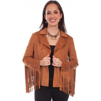 Scully Western Jacket Womens Suede Fringe Microfiber S Brown F0_HC769