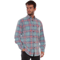 Scully Western Shirt Mens Long Sleeve Corduroy Plaid XL Blue F0_5327