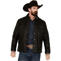 Scully Western Jacket Mens Snap Front Leather Collar 3X Black F0_2039