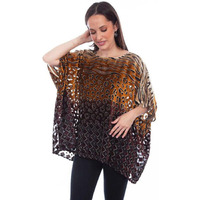 Scully Western Poncho Womens S/S Burnout O/S Brown Ombre F0_HC793