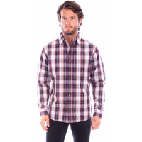 Scully Western Shirt Mens L/S Plaid Button XXL Burgundy F0_WO006