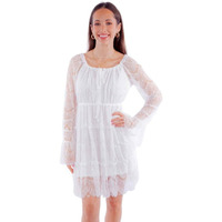 Scully Western Dress Womens L/S Eyelash Lace Lined XL White F0_HC909