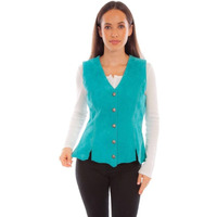 Scully Western Vest Womens Leather Whipstitch XL Turquoise F0_L1102