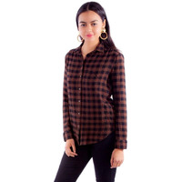 Scully Western Shirt Womens L/S Seersucker Plaid XS Brown F0_HC920