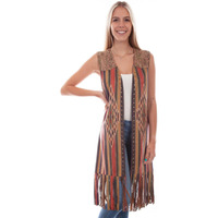 Scully Western Vest Womens Microfiber Long Fringe XS Serape F0_HC768