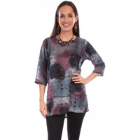 Scully Western Shirt Womens 3/4 Sleeve Velvet XS Bordeaux F0_HC796