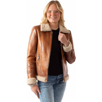 Scully Western Jacket Womens Leather Faux Fur XL Cognac F0_L1118