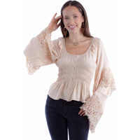 Scully Western Shirt Women L/S Crochet Bell XXL Champagne F0_HC860