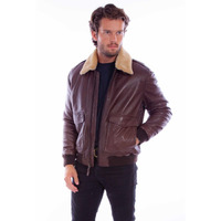 Scully Western Jacket Mens Zip Front Leather Bomber M Brown F0_2048