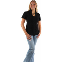 Scully Western Shirt Womens S/S Embroidered XL Black F0_PSL-273