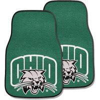 FANMATS 5294 Ohio Bobcats Front 2-Piece Team Logo Carpet Car Mat Set, Front Row Automotive Floor Mats, Non-Slip Backing, Team Colors