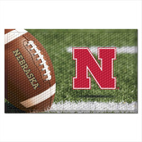 FANMATS 19224 Nebraska Cornhuskers Rubber Scraper Door Mat - N Primary Logo
