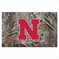 FANMATS 19225 Nebraska Cornhuskers Rubber Scraper Door Mat, Camo Color - N Primary Logo
