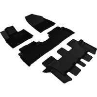 3D MAXpider Custom Fit Kagu Floor Mat (Black) Compatible with Kia Sorento 7-Seat 2016-2020 - Full Set