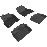 3D MAXpider Custom Fit KAGU Floor Mat (BLACK) Compatible with NISSAN LEAF 2013-2019 - Full Set