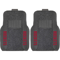 FANMATS 25577 Houston Rockets 2-Piece Deluxe Car Mat Set, Vinyl Trim and Colored Team Logo, Dual Rib Charcoal Carpet, Trimmable Edges