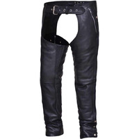 Unisex Naked Leather 4-Pocket Motorcycle Chaps,Black,Size - XL