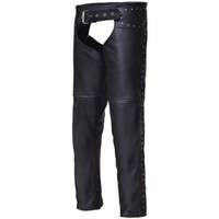 Unik International 7155-SD-BLK-2XL Ladies Premium Leather Studded Motorcycle Chaps Black - 2XL