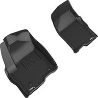 3D MAXpider Custom Fit Kagu Floor Mat (Black) Compatible with GMC Sierra 1500/Chevrolet Silverado 1500 Double/Crew Bucket Seats 2019-2025 - Front Row